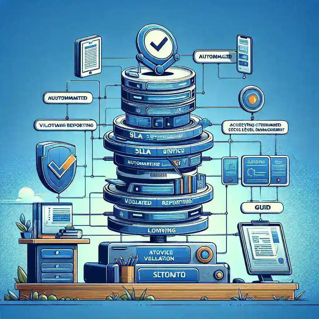 "Infographic illustrating top platforms for automated SLA violations reporting, showcasing features and benefits to enhance service level management in businesses."