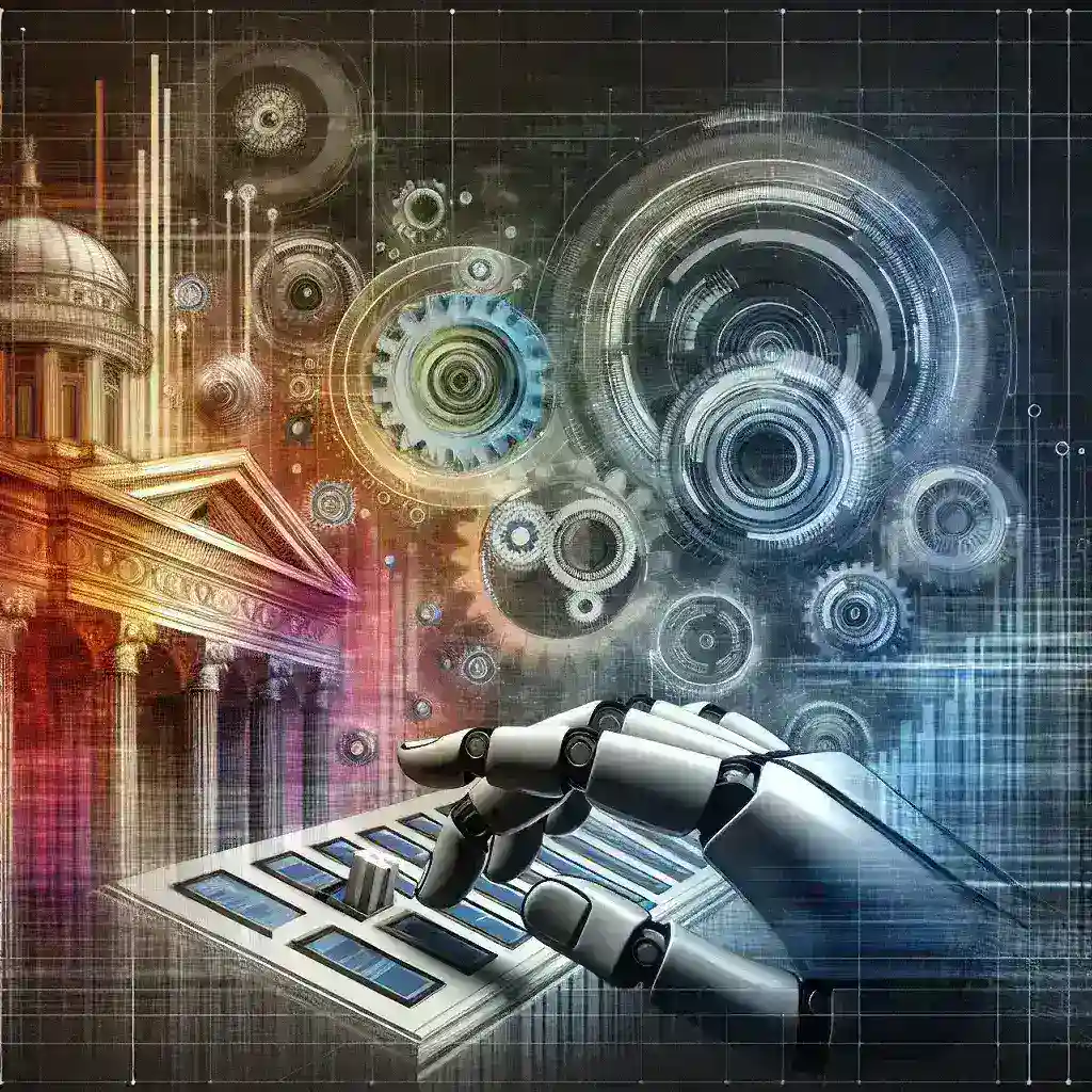 "Team collaborating using workflow automation software on laptops, optimizing finance IT operations for increased efficiency in a modern office setting."